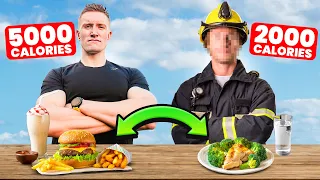 I Swapped DIETS with my FIREMAN Brother! (bad idea)
