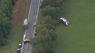 Aerial look at deadly bus rollover crash in Central Florida