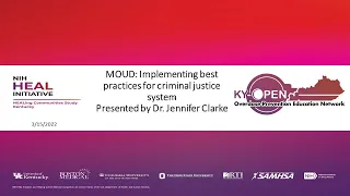 Learning Collaborative: MOUD:  Implementing Best Practices In The Criminal Legal System