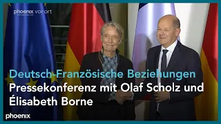 Pressekonferenz: Bundeskanzler Olaf Scholz und die französische Ministerpräsidentin Élisabeth Borne