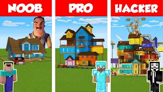 Minecraft NOOB vs PRO vs HACKER: HELLO NEIGHBOR HOUSE BUILD CHALLENGE in Minecraft / Animation