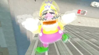 Wario dies after trying to do extreme parkour off 50-story buildings and plummets to his death.mp4