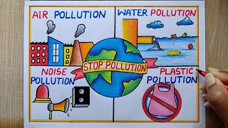 Stop Pollution drawing easy | stop plastic pollution| National Pollution Control day poster drawing