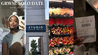 grwm for a solo date: movies, food, & flowers