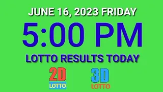 5pm Lotto Result Today PCSO June 16, 2023 Friday ez2 swertres 2d 3d