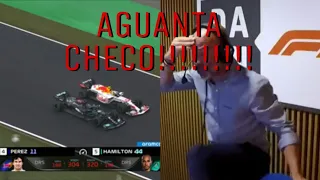 Lobato se emociona narrando la defensa de Checo Pérez ante Lewis Hamilton.