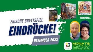 Brettspielbox Monatsbox unsere Brettspiel Eindrücke aus dem Dezember 2022