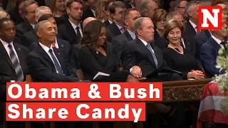 Michelle Obama And George W. Bush Share Candy A McCain's Funeral