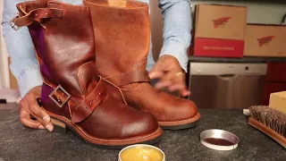 The Red Wing 2972 Copper Rough and Tough Engineer Conditioned with Natural Leather Conditioner