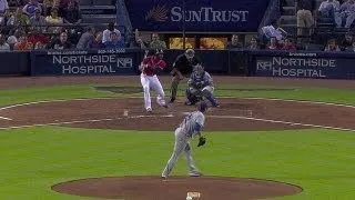 LAD@ATL: Heyward doubles on a line drive to left