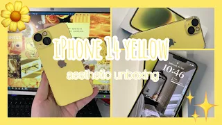 iPhone 14 Yellow Aesthetic Unboxing 💛| kirikawaii