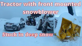Rescue of tractor stuck in deep snow