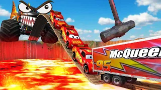 POOR LIGHTNING MCQUEEN VS MONSTER SHARK LAVA 😥