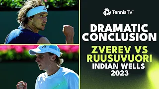 Alexander Zverev vs Emil Ruusuvuori Dramatic Conclusion | Indian Wells 2023