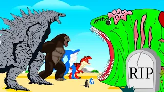 Rescue TEAM Godzilla & KONG From BLOOP ZOMBIE : Who Will Win | Godzilla Cartoon Compilation