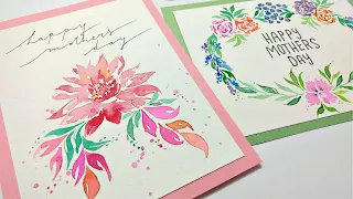 2 EASY Floral mothers day cards for beginners Part 2 | HOW TO paint easy flowers for mothers day