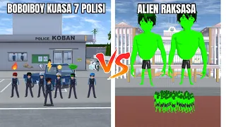 EXPERIMEN BOBOIBOY KUASA 7 POLISI VS PASUKAN ALIEN RAKSASA!! - SAKURA SCHOOL