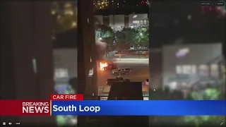 Car catches fire in South Loop