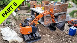 Building block of flat, RC Excavator Hitachi ZX135US, Man truck Crane. PART 6