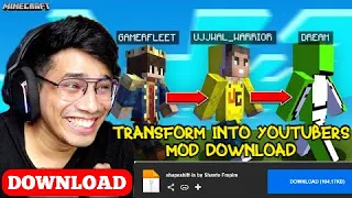 Minecraft But, You Can Transform Into Youtubers mod download In minecraft @AnshuBisht