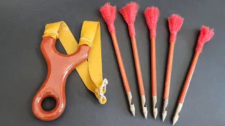 How to Make Simple Slingshot and Darts, and How to Shoot Slingshot Darts - Powerful and Accurate