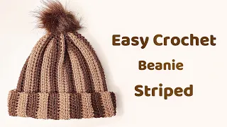 Easy Crochet Striped Beanie Tutorial