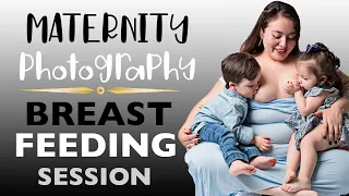 Breastfeeding two toddlers Portrait photo studio Peru