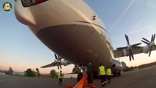 Antonov 22 PUSH BACK in Zurich: Taking the lady for a walk, GREAT VIEWS! [AirClips]