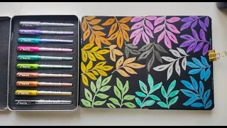 Testing Karin Deco brush Metallic marker set | Unboxing & Color Test | Relaxing Brush pens artwork