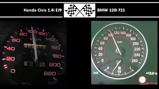 Honda Civic 1.4i EJ9 VS. BMW 120i F21 - Acceleration 0-100km/h