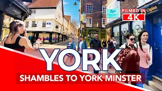 YORK CITY CENTRE | Tour of York England from Shambles to York Minster [4K]