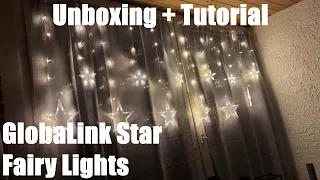 GlobaLink Christmas Star Curtain Lights, 12 Stars 138LED Connectable Unboxing and instructions