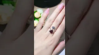 Women's Fashion Sterling Cute Fox Ring Red Ruby Rings Jewelry