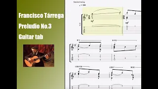 Preludio No.3 by tarrega guitar tab