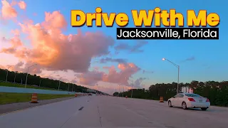 Scenic Driving Video - Beautiful Pink Clouds in Jacksonville Florida  - East Beltway Interstate 295