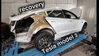 Замена заднего крыла tesla model 3 выставление задних кривых ланжеронов