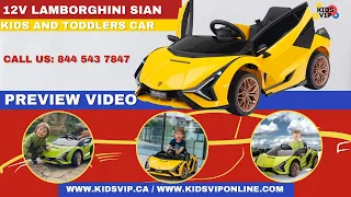 Lamborghini Sian 4WD Kids and Toddlers Ride on Car 12v, Rubber Wheels, Leather, RC