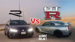 نيسان جي تي ار ضد قولف ار | Nissan GTR vs VW Golf R