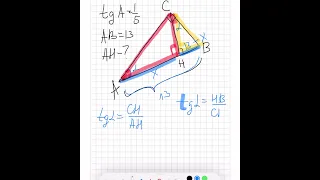 В треугольнике ABC угол C равен 90°, CH – высота, AB = 13,  тангенс A =1/5. Найдите AH.