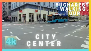 ▪4K▪ Bucharest, Romania City Center Walking Tour on a bank holiday when the city is empty