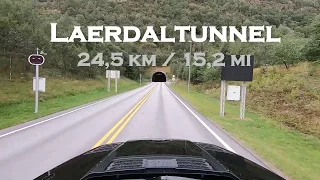 Lærdalstunnel / Laerdaltunnel - longest road tunnel - real time drive 24,5 km - Norway