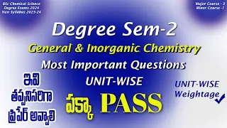 Degree 2Sem General And Inorganic Chemistry Most Important Questions UNIT-WISE Weightage UGExams2024