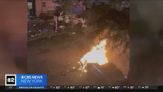 Video shows car engulfed in flames in Downtown Brooklyn crash