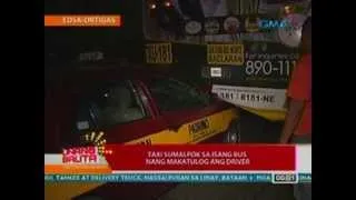 UB: Taxi, sumalpok sa isang bus sa EDSA-Ortigas nang makatulog ang driver (050312)