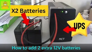 How to add 2 more 12V batteries to a UPS.