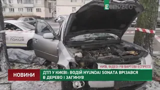 ДТП в Киеве: водитель Hyundai Sonata врезался в дерево и погиб