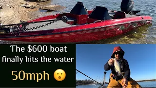 The cheap $600 boat sees water for the first time in 10 years! Restoration of an old nitro boat.