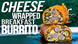 CHEESE WRAPPED BREAKFAST BURRITO | SAM THE COOKING GUY 4K
