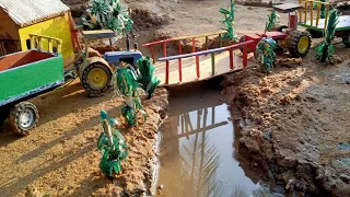 diy mini crane 🚜 making mini concrete bridge | diy tractor | water pump @KeepVilla | Part- 3
