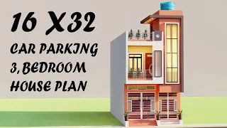 16X32 3Bedroom Car Parking House Design,Duplex House Elevation,Best Ghar Ka Naksha